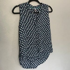 Navy blue elephant v-neck tank top (A21)